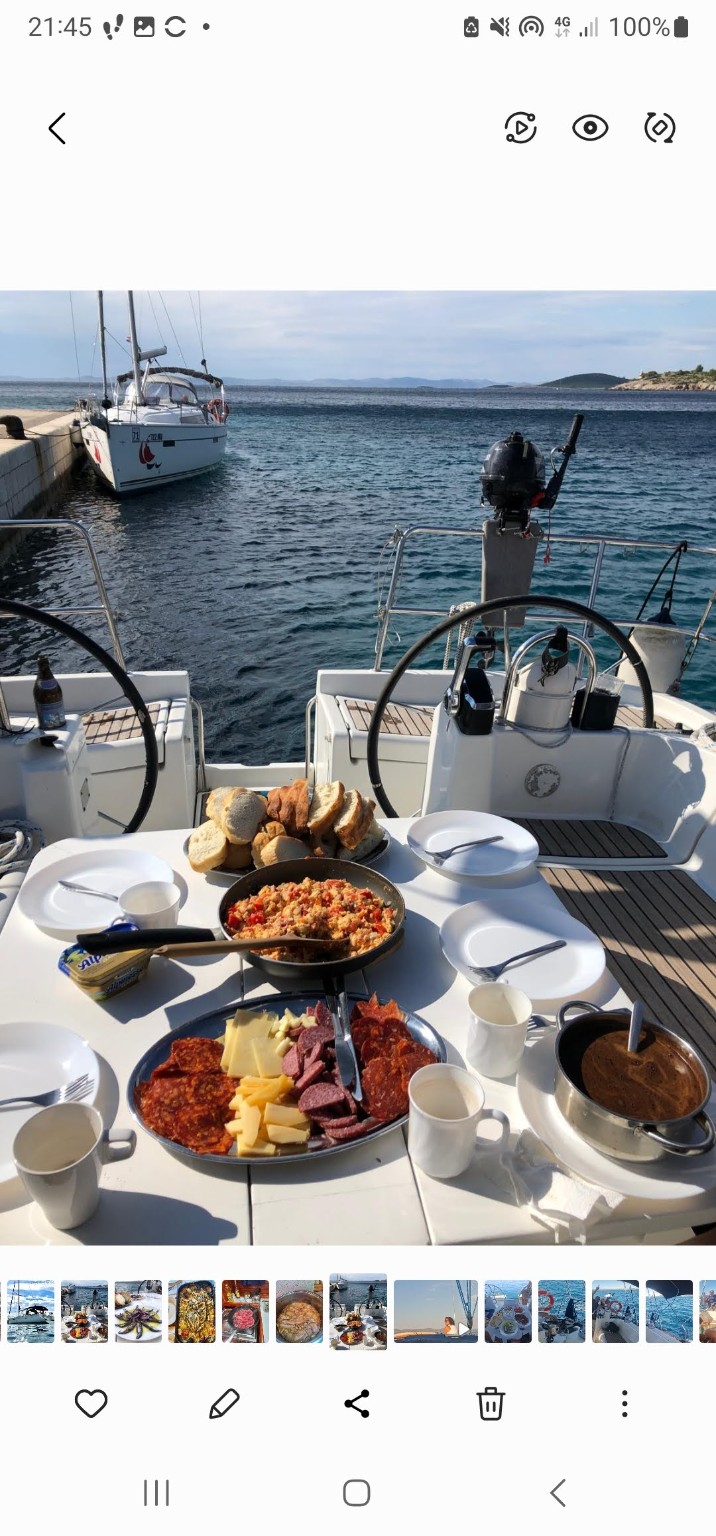 Breakfast and local food served aboard a sailing yacht