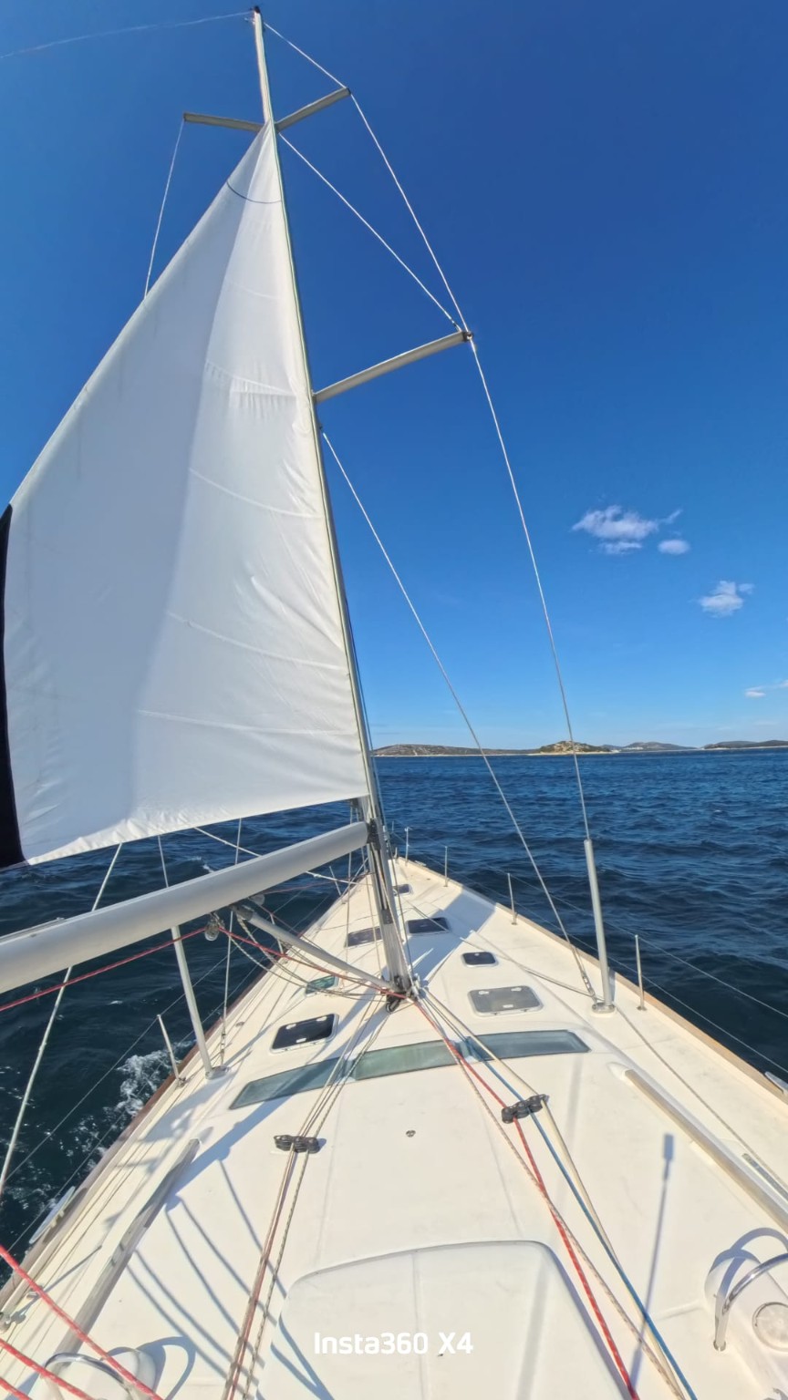 Sailing school lesson under sail near Murter Croatia