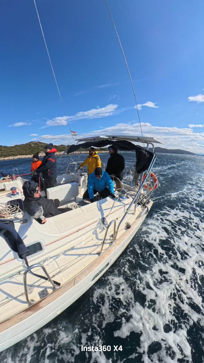 Small group practising yacht handling on the Adriatic