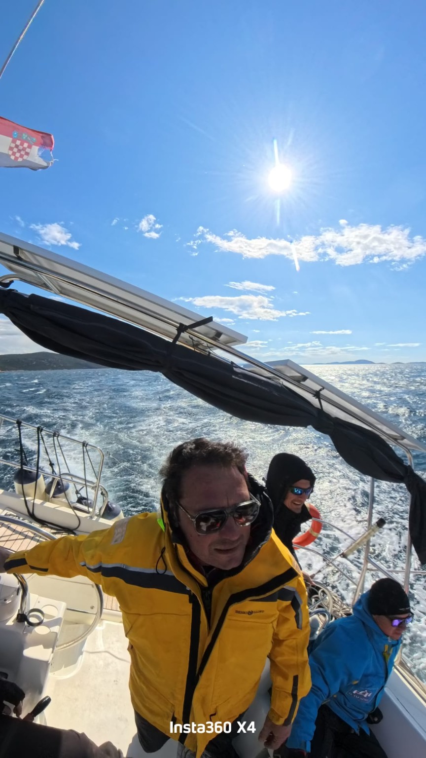 Sailing students and instructor aboard a yacht in Croatia